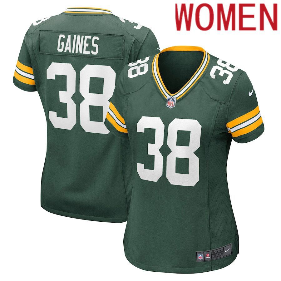 Women Green Bay Packers #38 Innis Gaines Nike Green Nike Game NFL Jersey->women nfl jersey->Women Jersey